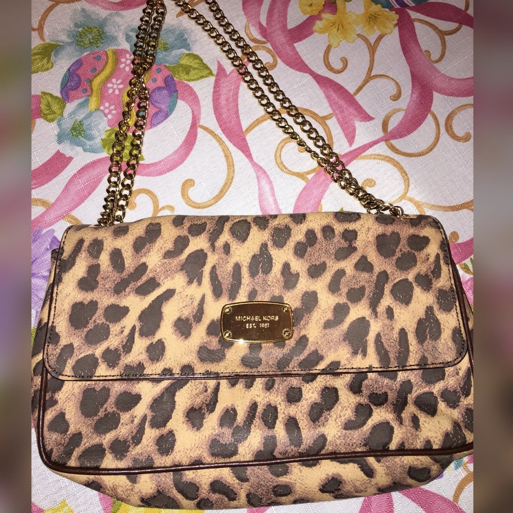 Michael Kors Small Leopard Chain Shoulder Bag